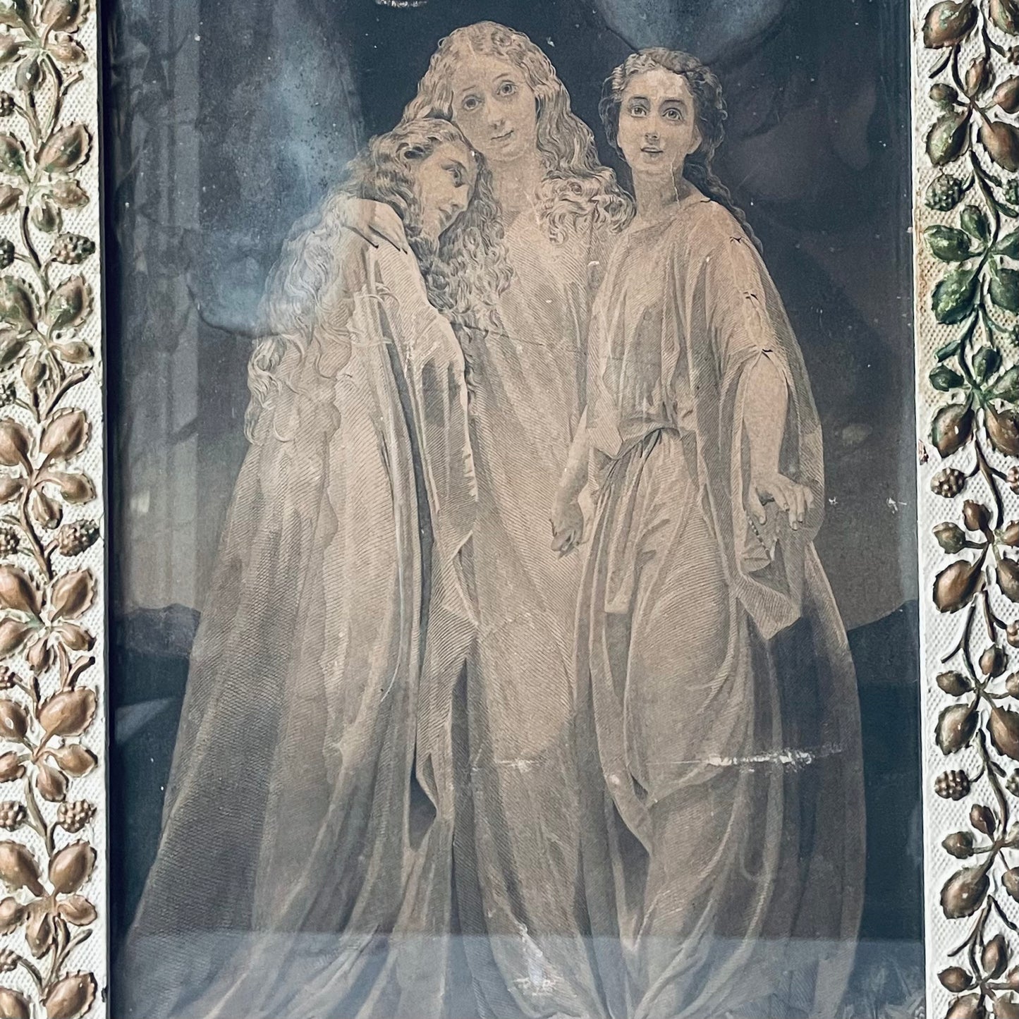 Faith, Hope, & Charity | Three Christian Virtues | Victorian Print