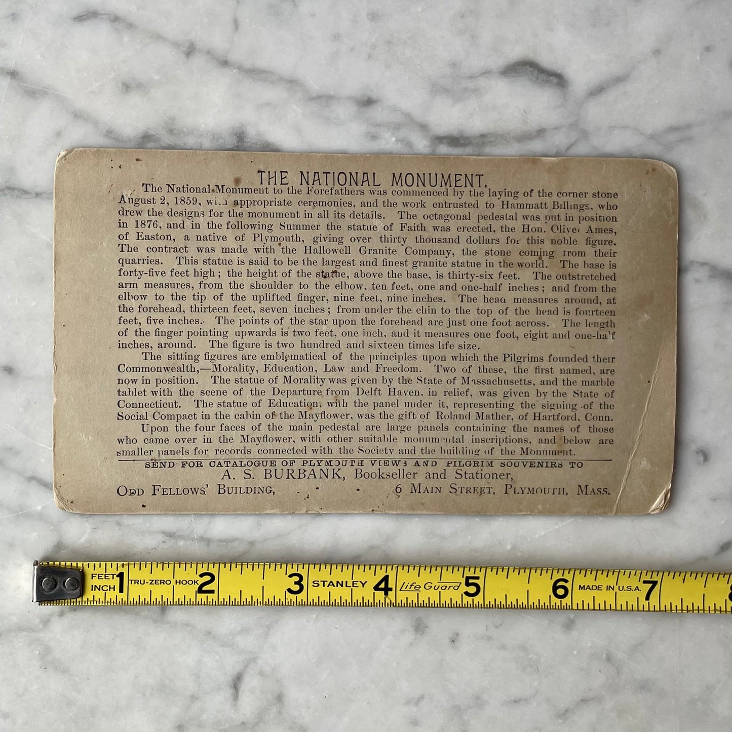 National Monument to the Forefathers | Plymouth, MA | Antique Cabinet Card Photo