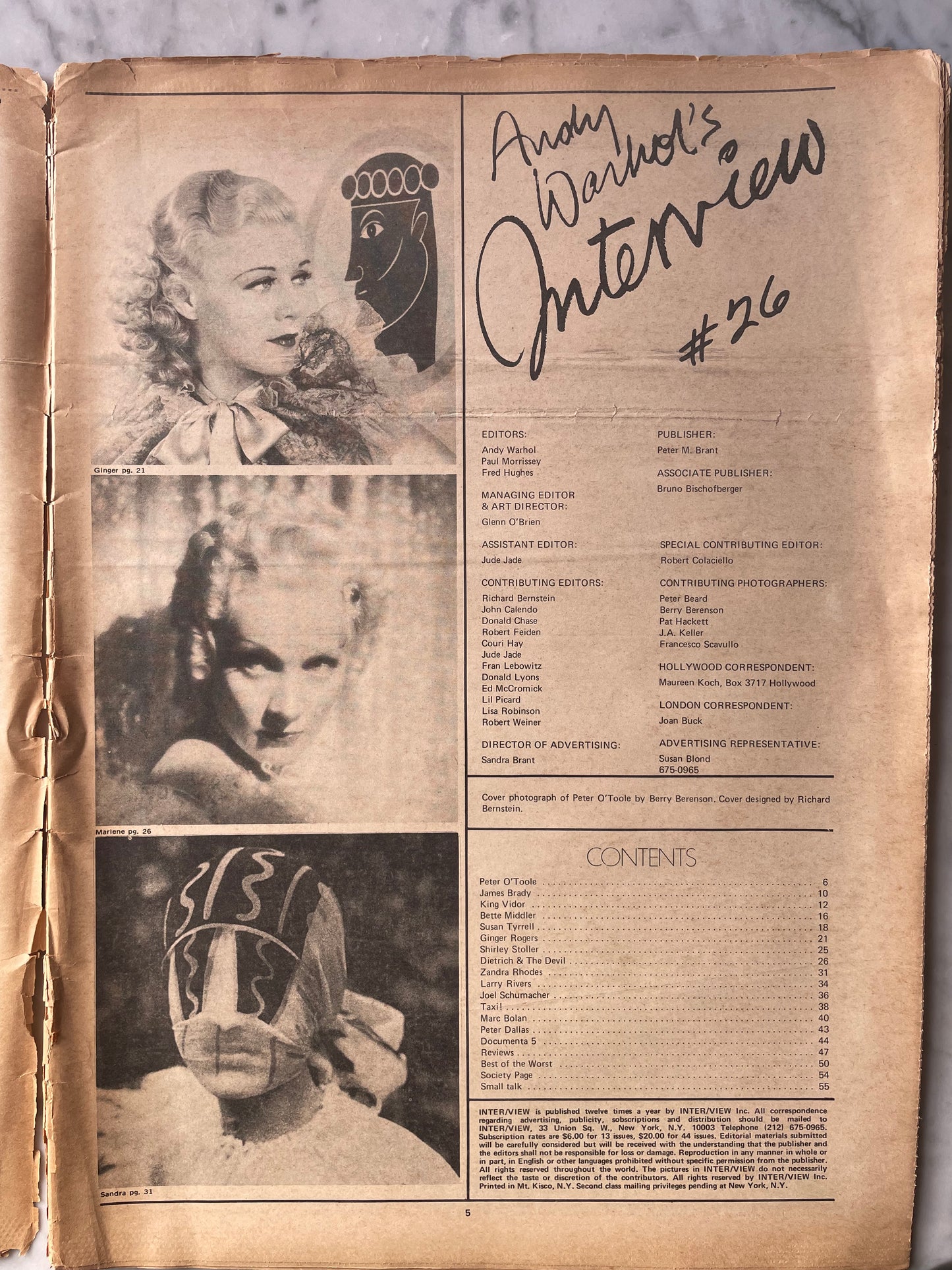 Andy Warhol’s Interview Magazine | Peter O’Toole | October, 1972