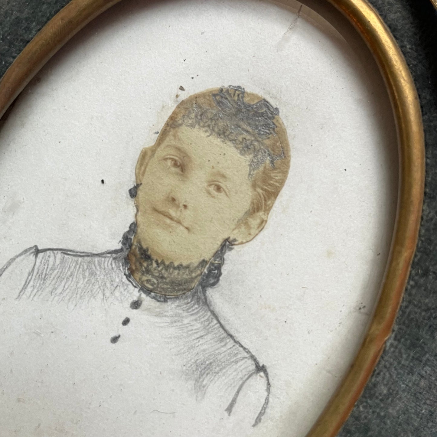 Victorian Photo Collage in Original Velvet Frame