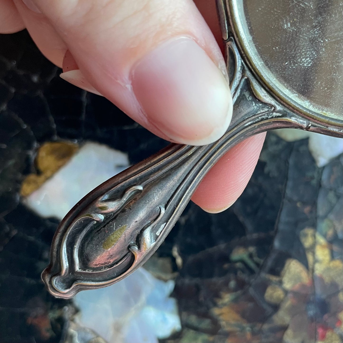Antique Art Nouveau Pocket Mirror