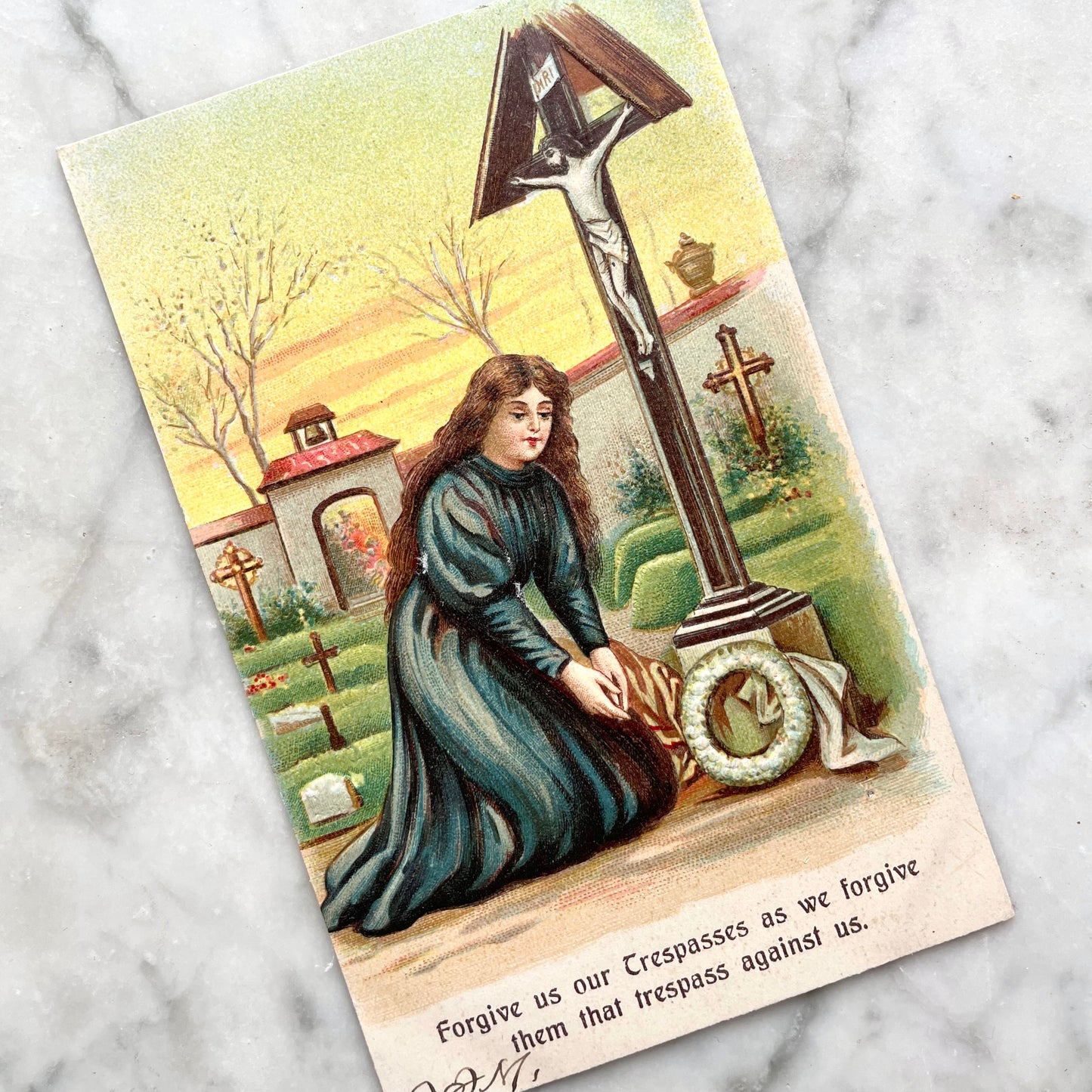 Forgive Us Our Trespasses Antique Postcard