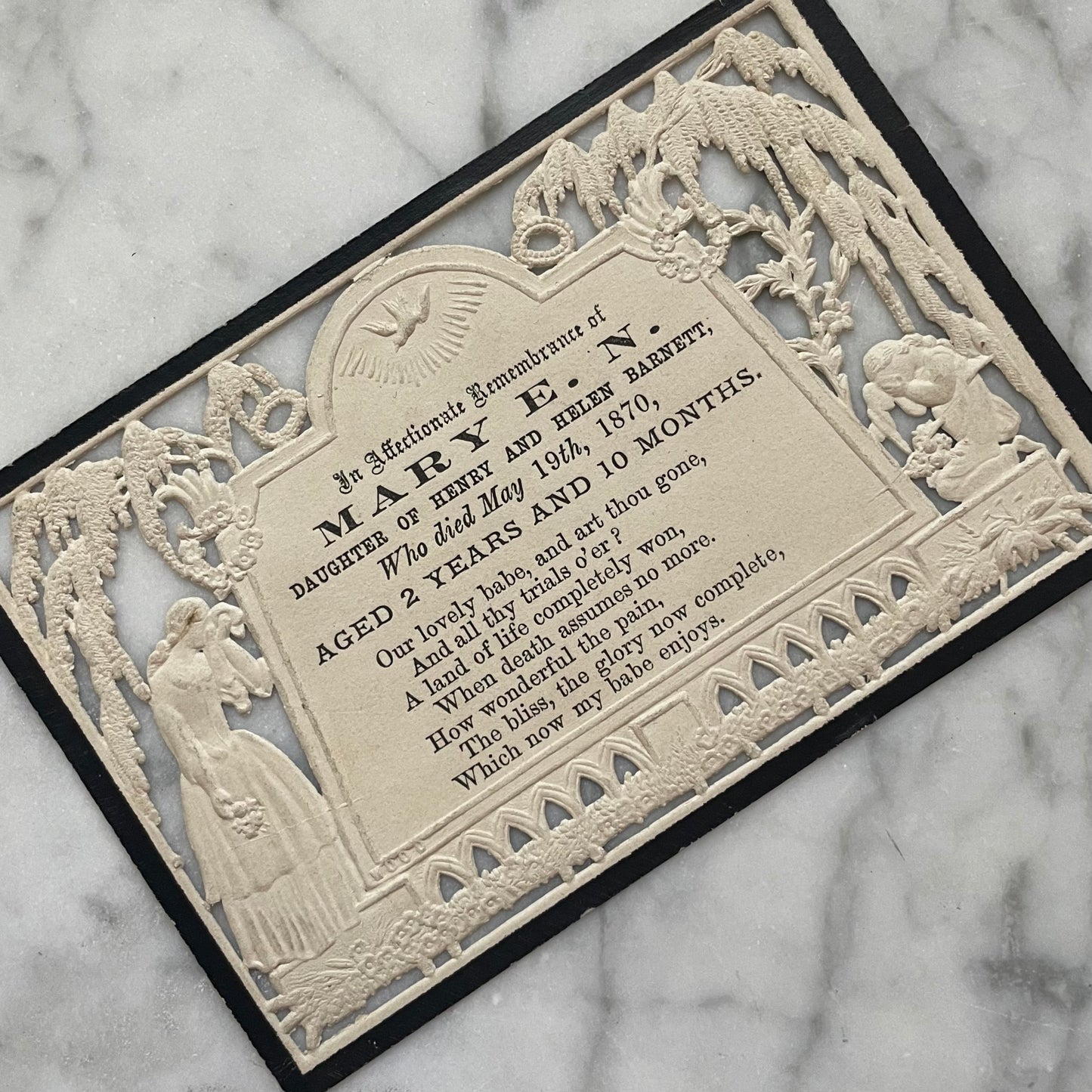 Victorian Die Cut Memorial Card | 1870