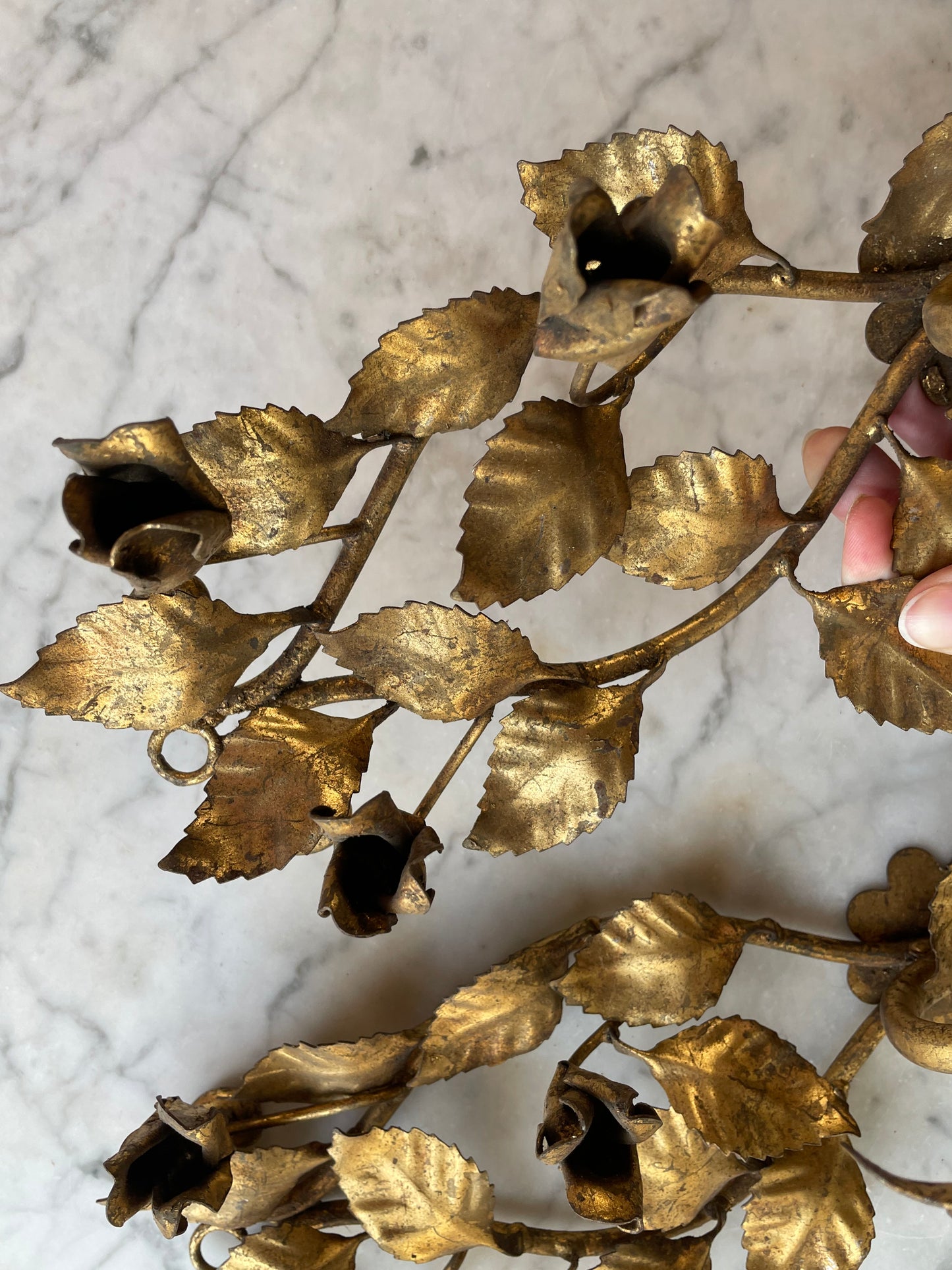 Vintage Gold Toleware Candleholder Wall Sconces
