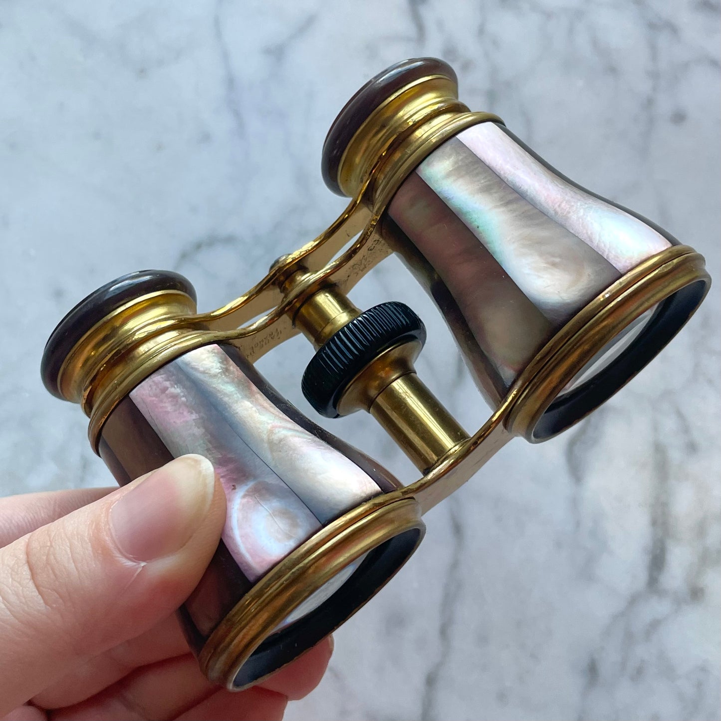 Antique Purple Abalone Pearl Opera Glasses in Original Case