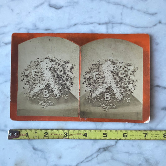 Victorian Funeral Flowers | Trio of Stereocards