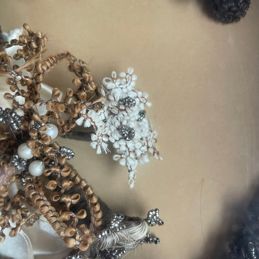 Victorian Hair Wreath in Oval Shadow Box