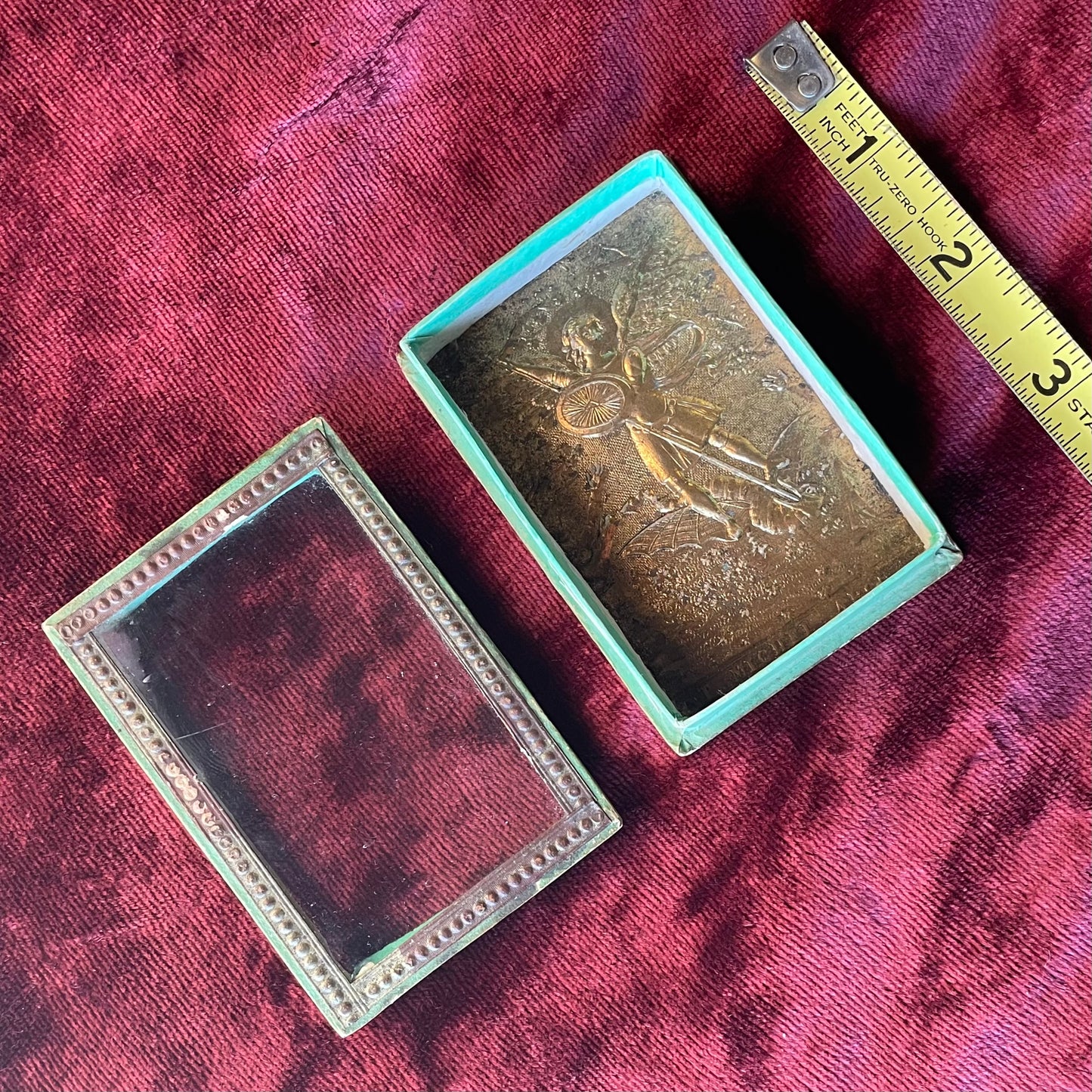 Antique Glass Box with Archangel Michael