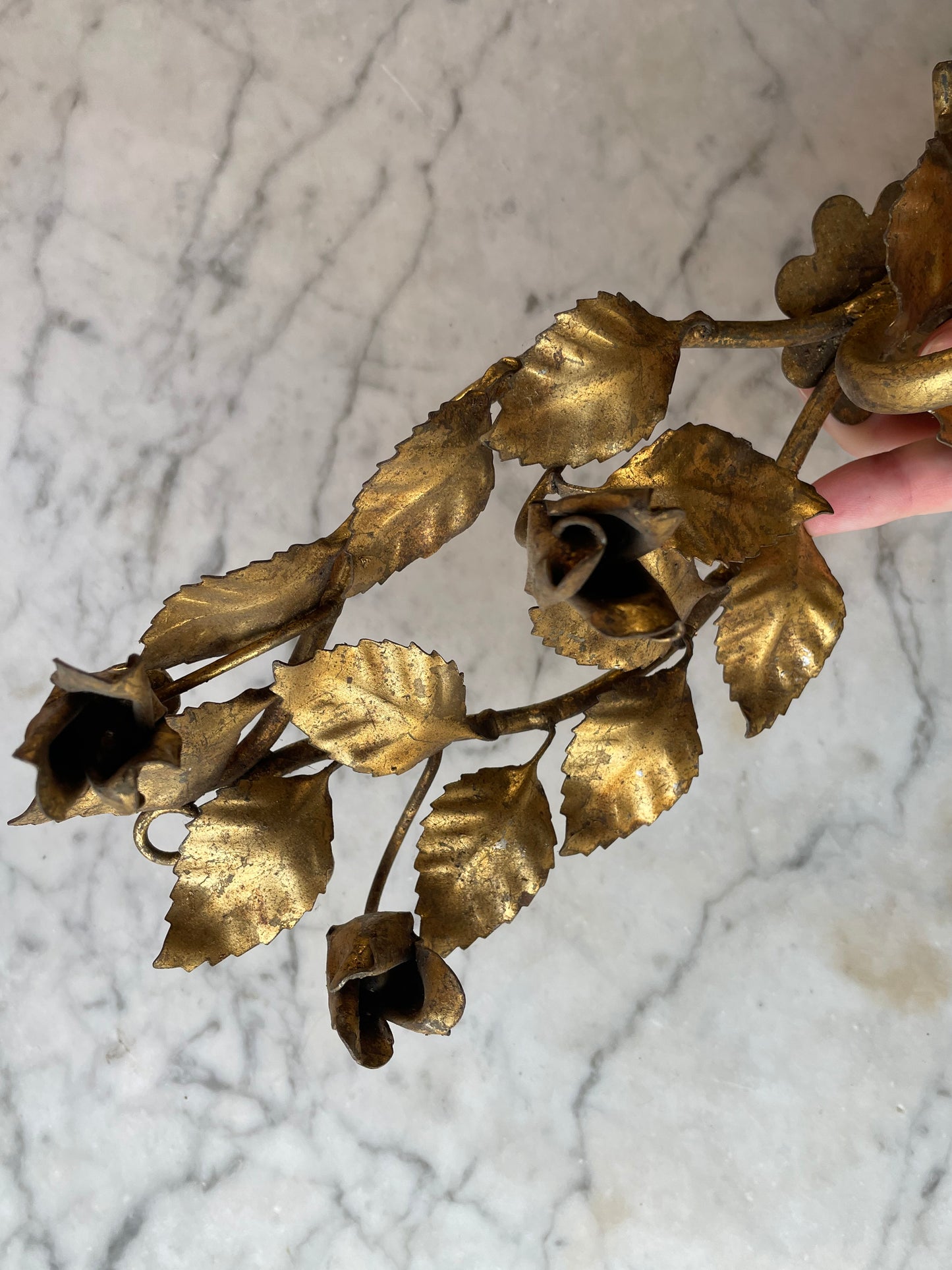 Vintage Gold Toleware Candleholder Wall Sconces