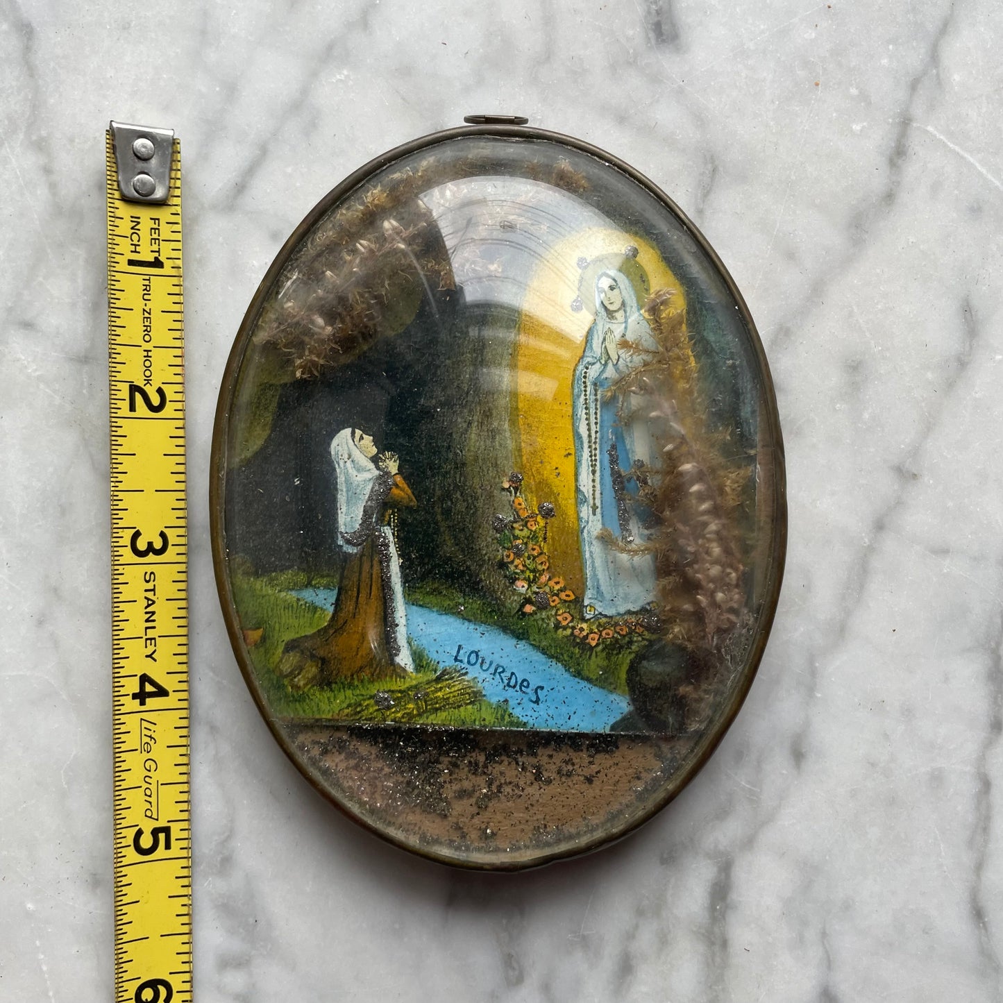 Antique Lourdes Souvenir under Domed Glass