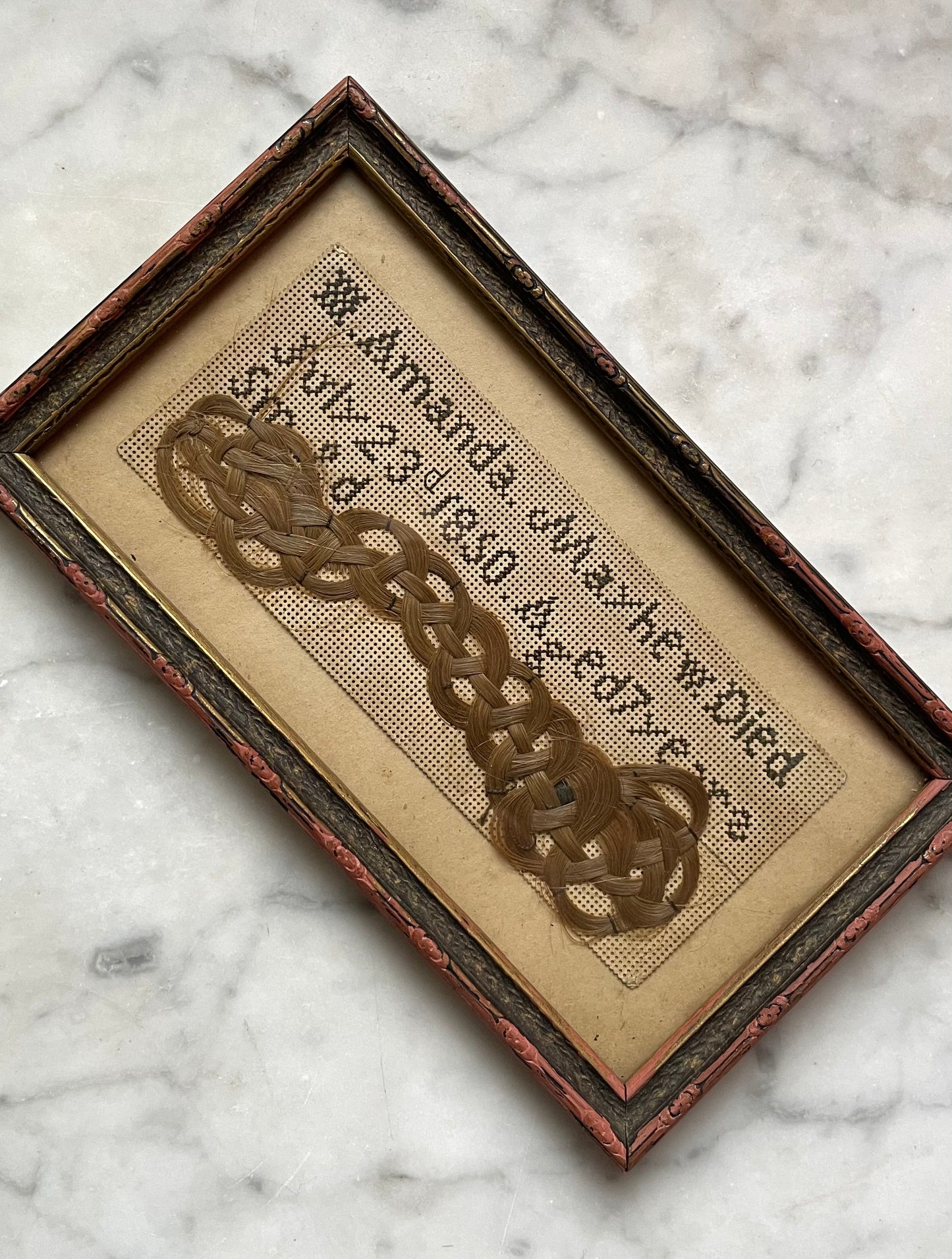 Victorian Punch Paper Memorial with Hair Keepsake