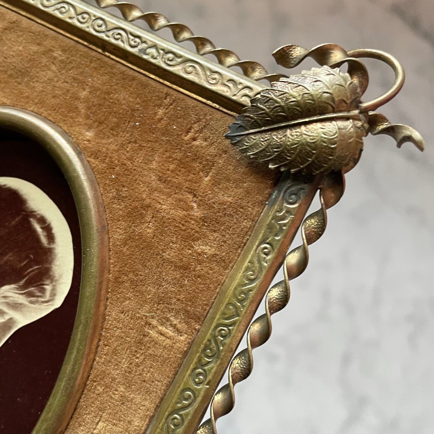Victorian Mary Magdalene Photo in Velvet & Brass Frame