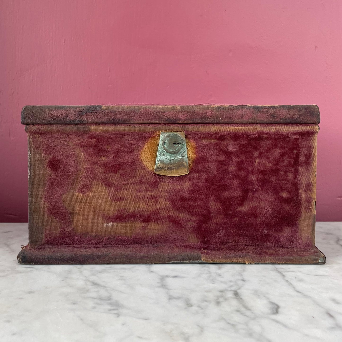 Victorian Velvet Covered Fire Proof Jewelry Box