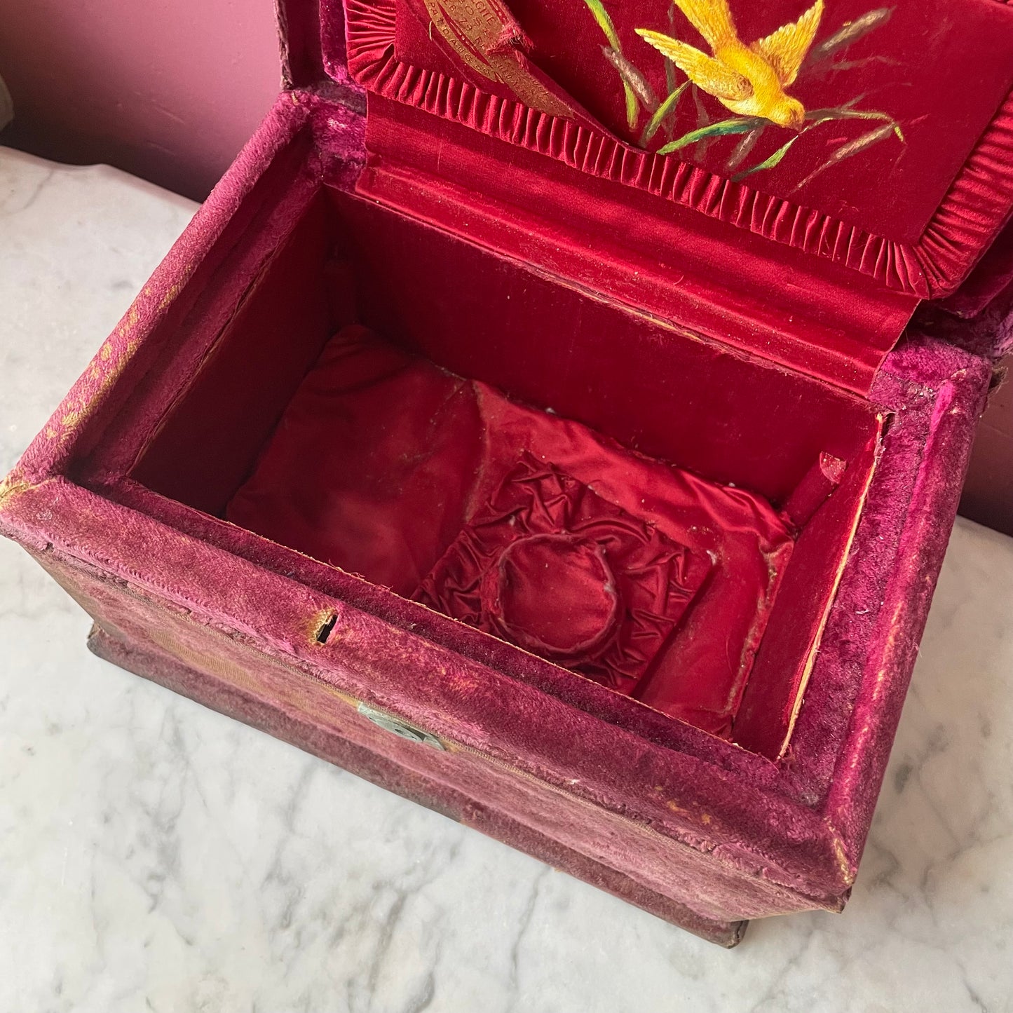 Victorian Velvet Covered Fire Proof Jewelry Box