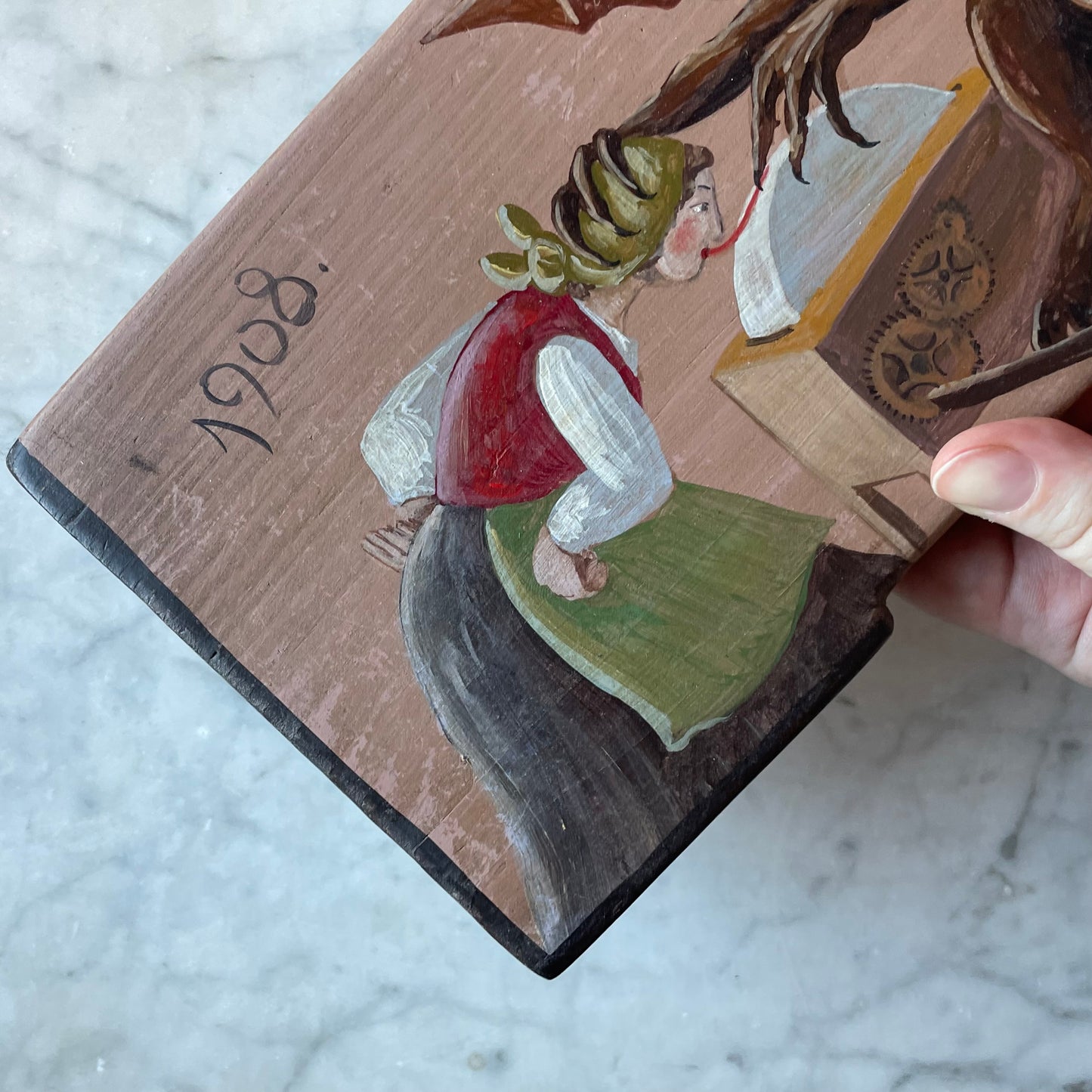 Slovenian Beehive Panel Painting | Woman & Devil