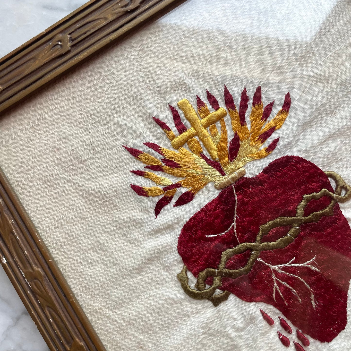 Antique Sacred Heart Embroidery