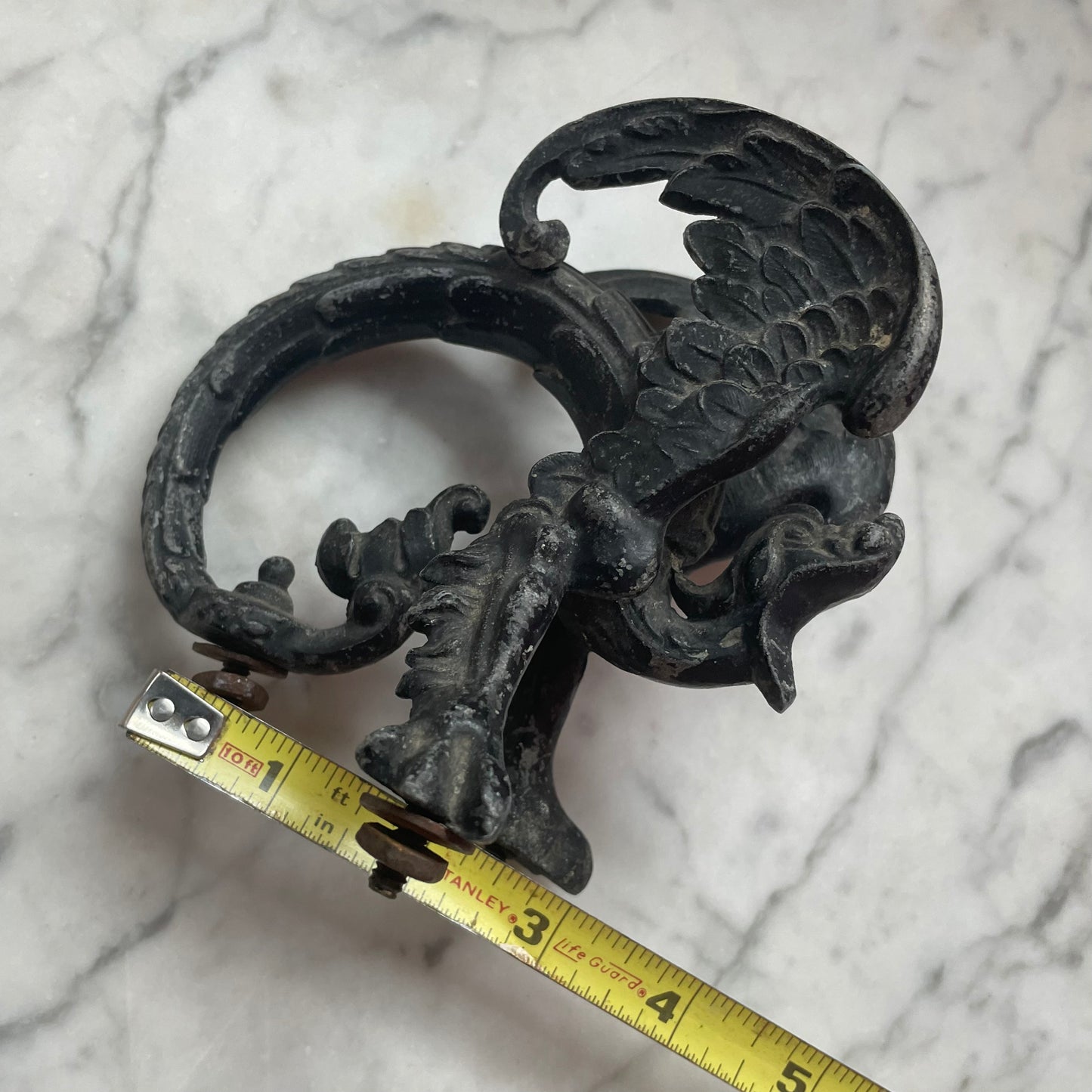 Antique Cast Metal Dragon Finials