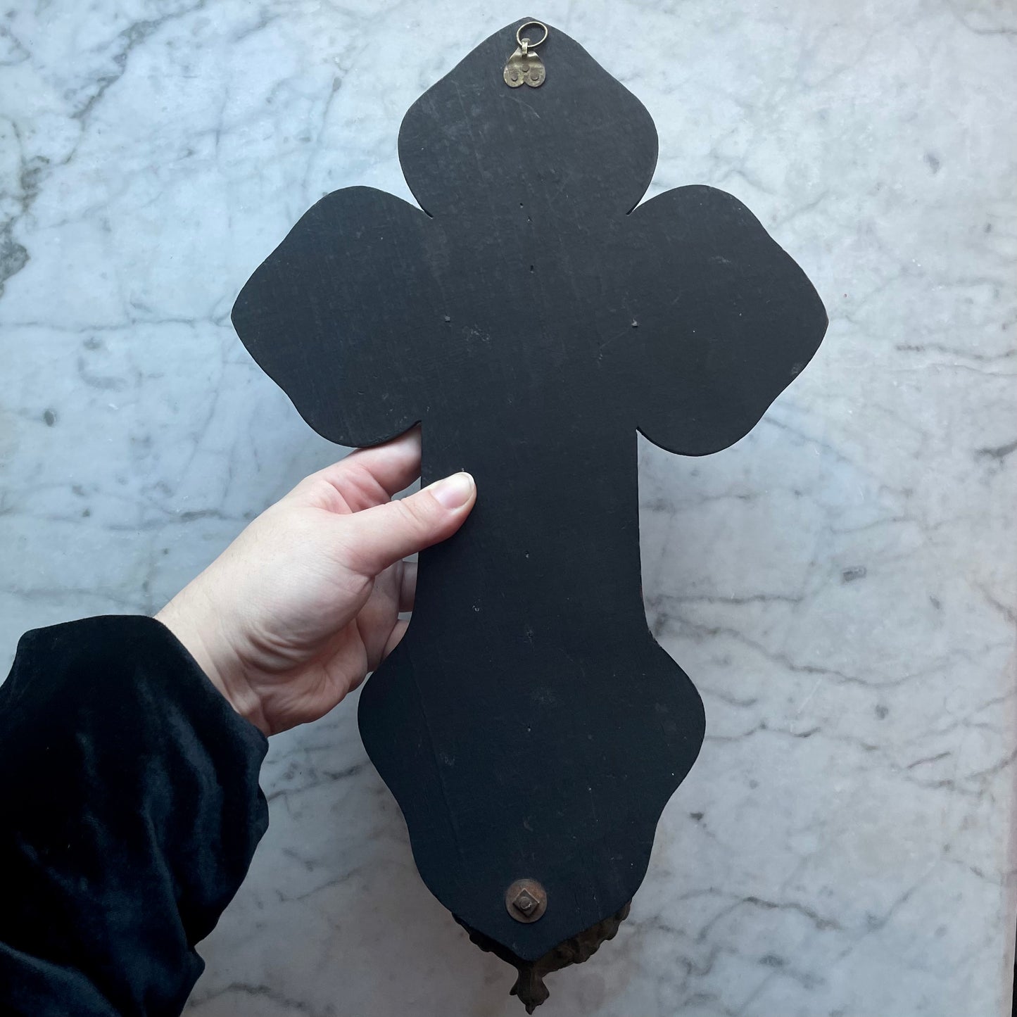 Antique French Ebonized Holy Water Font | Bénitier