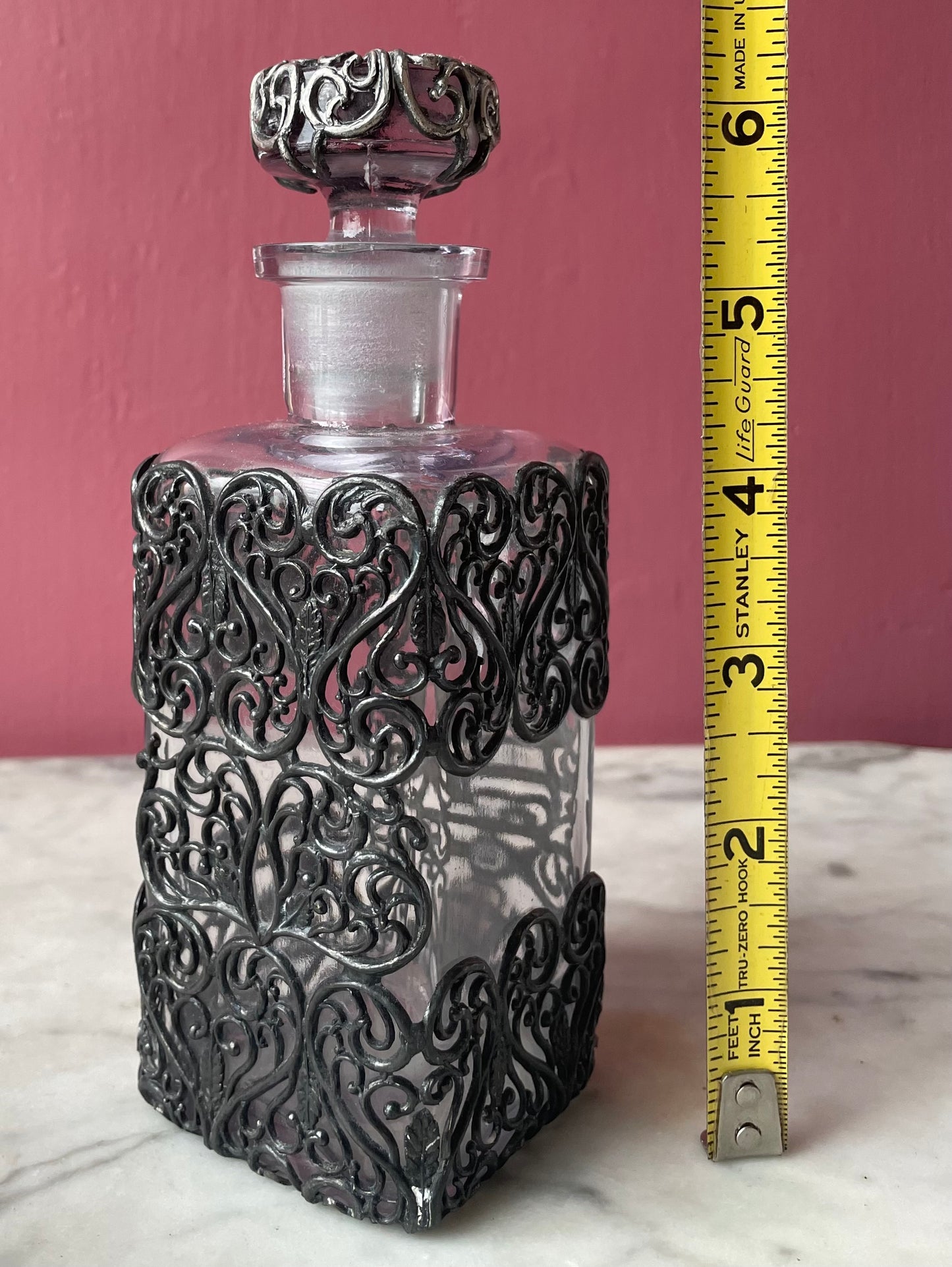 Antique Perfume Bottles with Metal Filigree