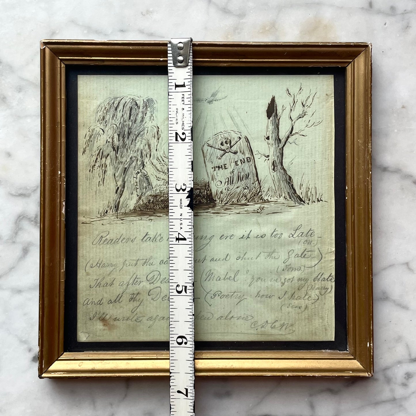 The End of All Men | Victorian Memento Mori Gravestone Drawing