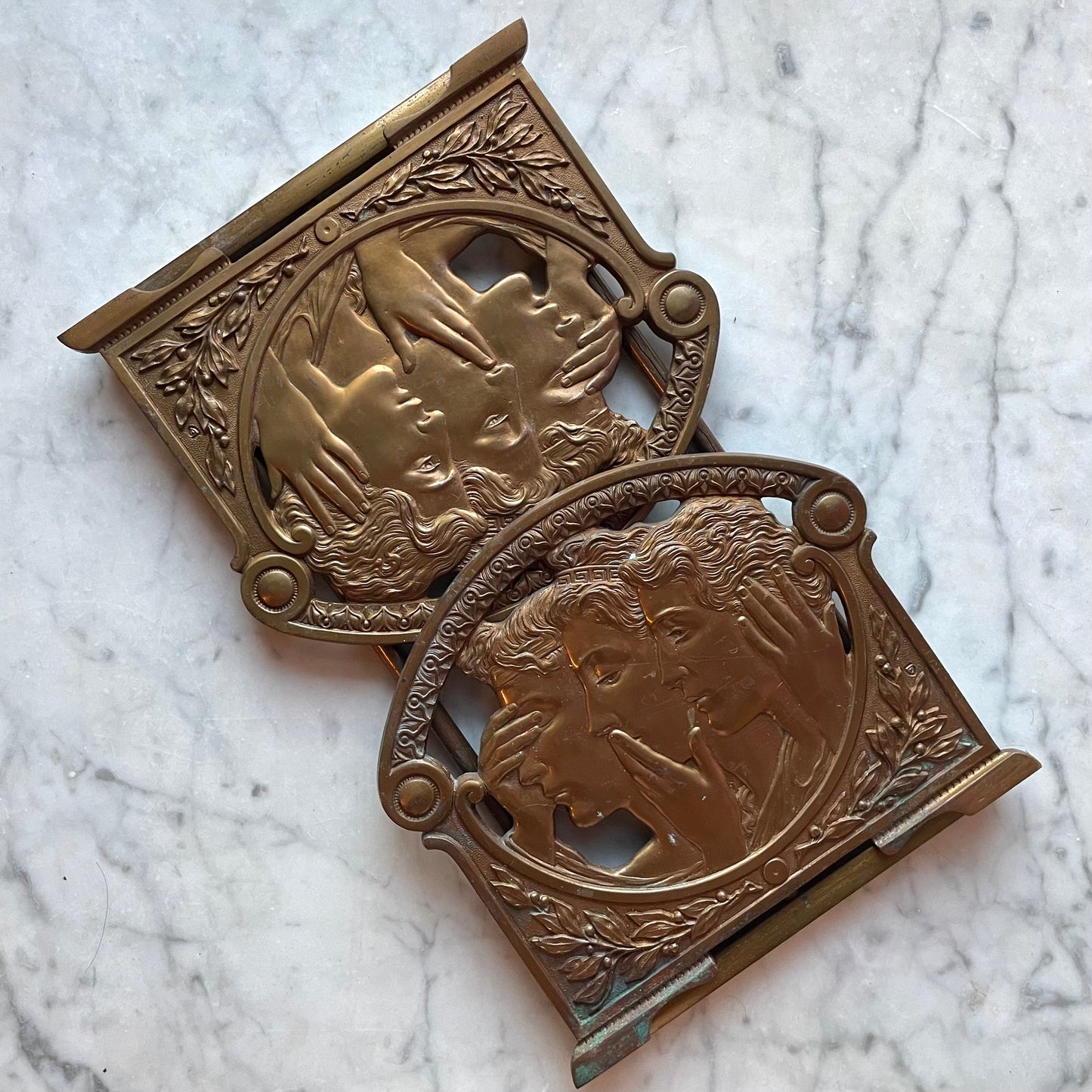 See No Evil, Speak No Evil, Hear No Evil | Antique Brass Book Rack