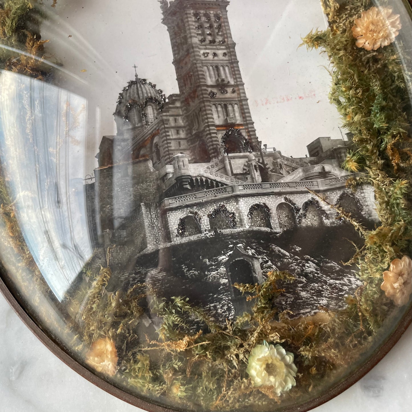 Vintage Marseille Souvenir | Notre Dame de la Garde Basilica under Domed Glass