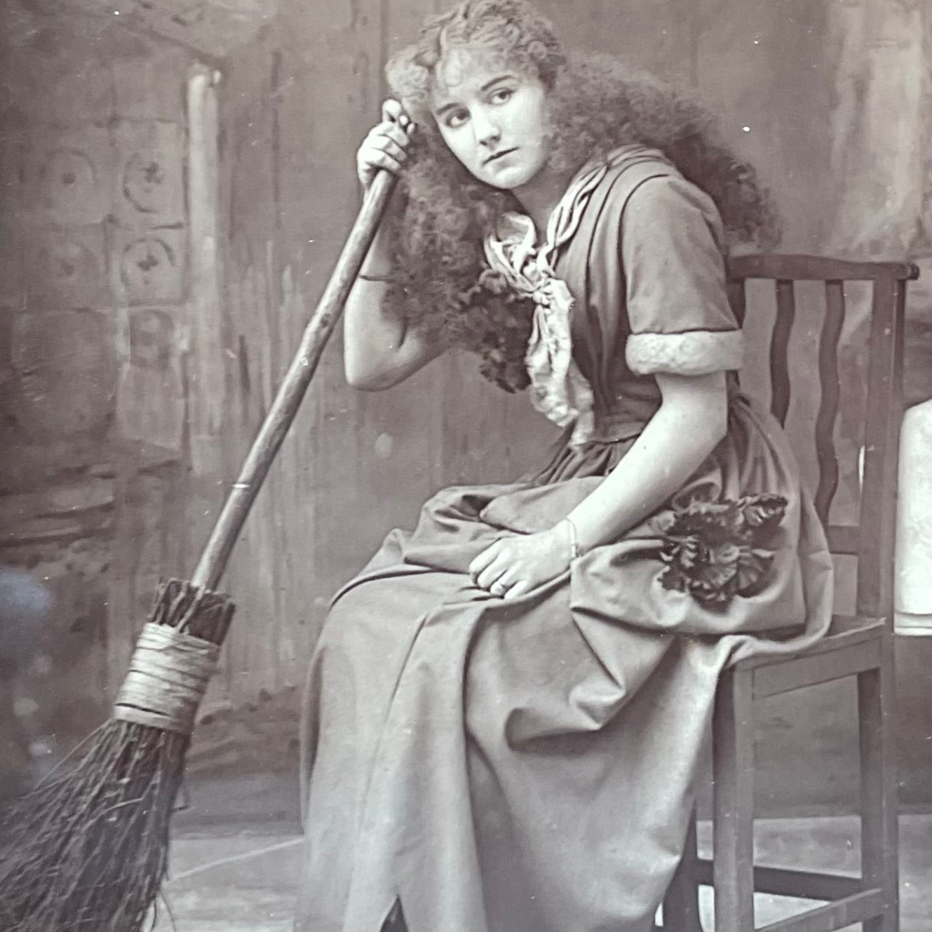 Kitchen Witch | Framed Antique Photo Print in Marquetry Frame