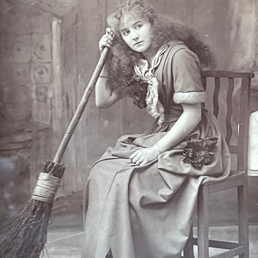 Kitchen Witch | Framed Antique Photo Print in Marquetry Frame