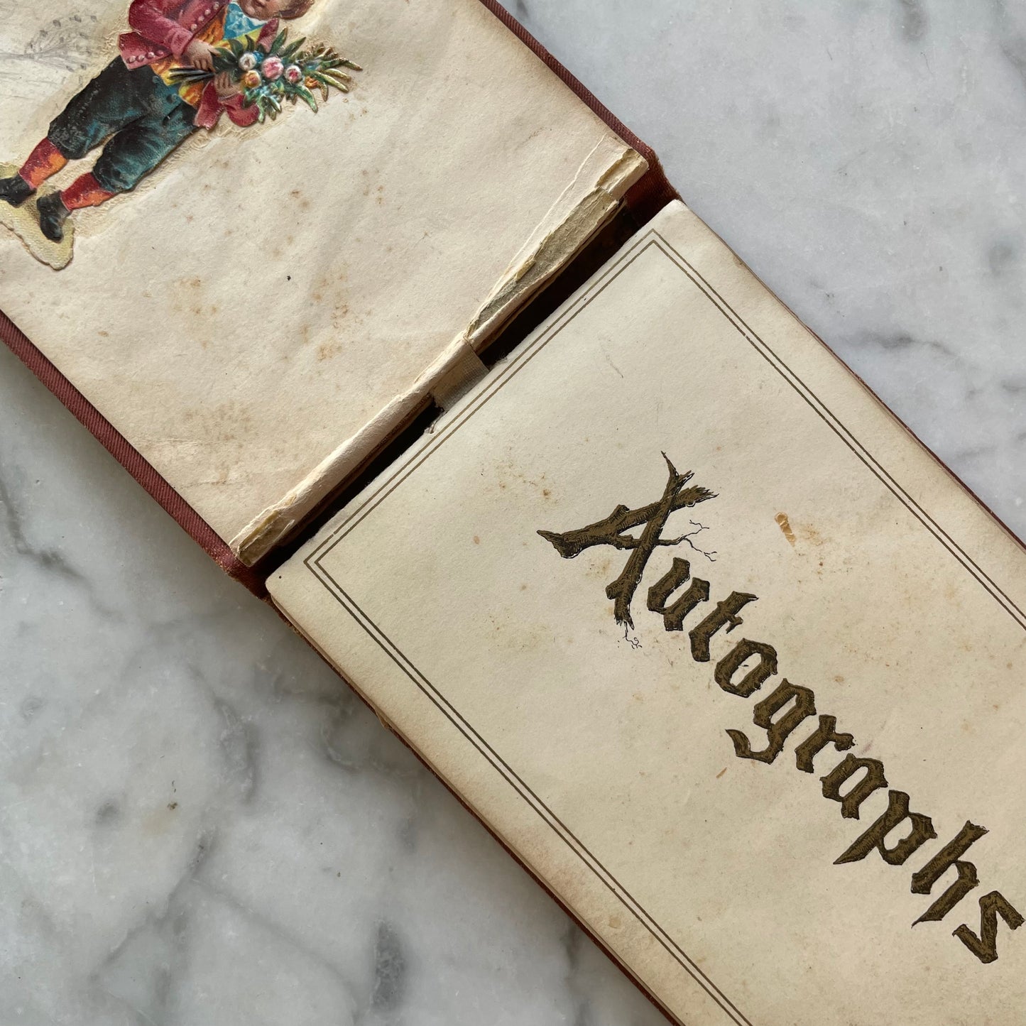 Victorian Autograph Album with Spiderwebs