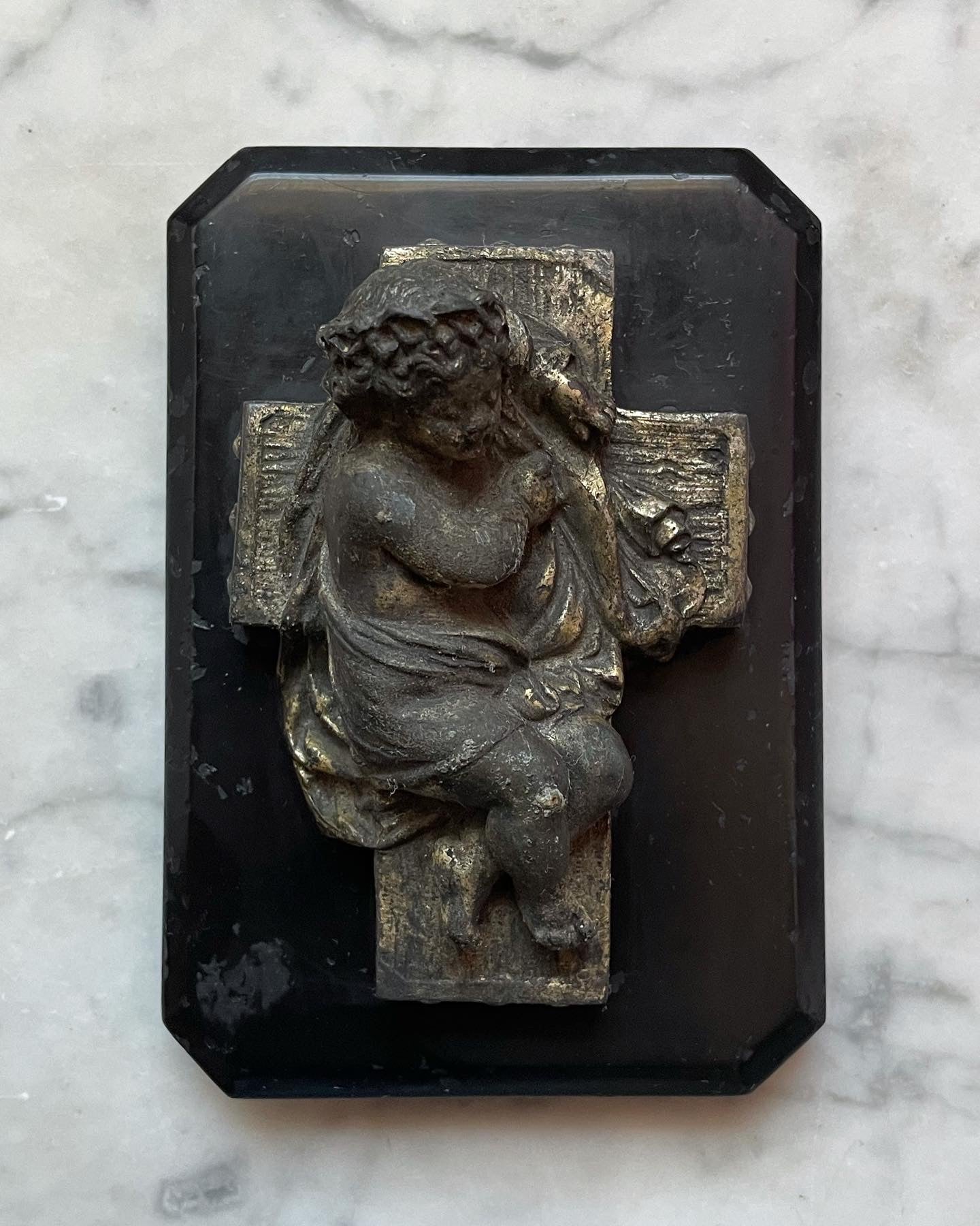 Victorian Paperweight | Child Asleep on a Cross