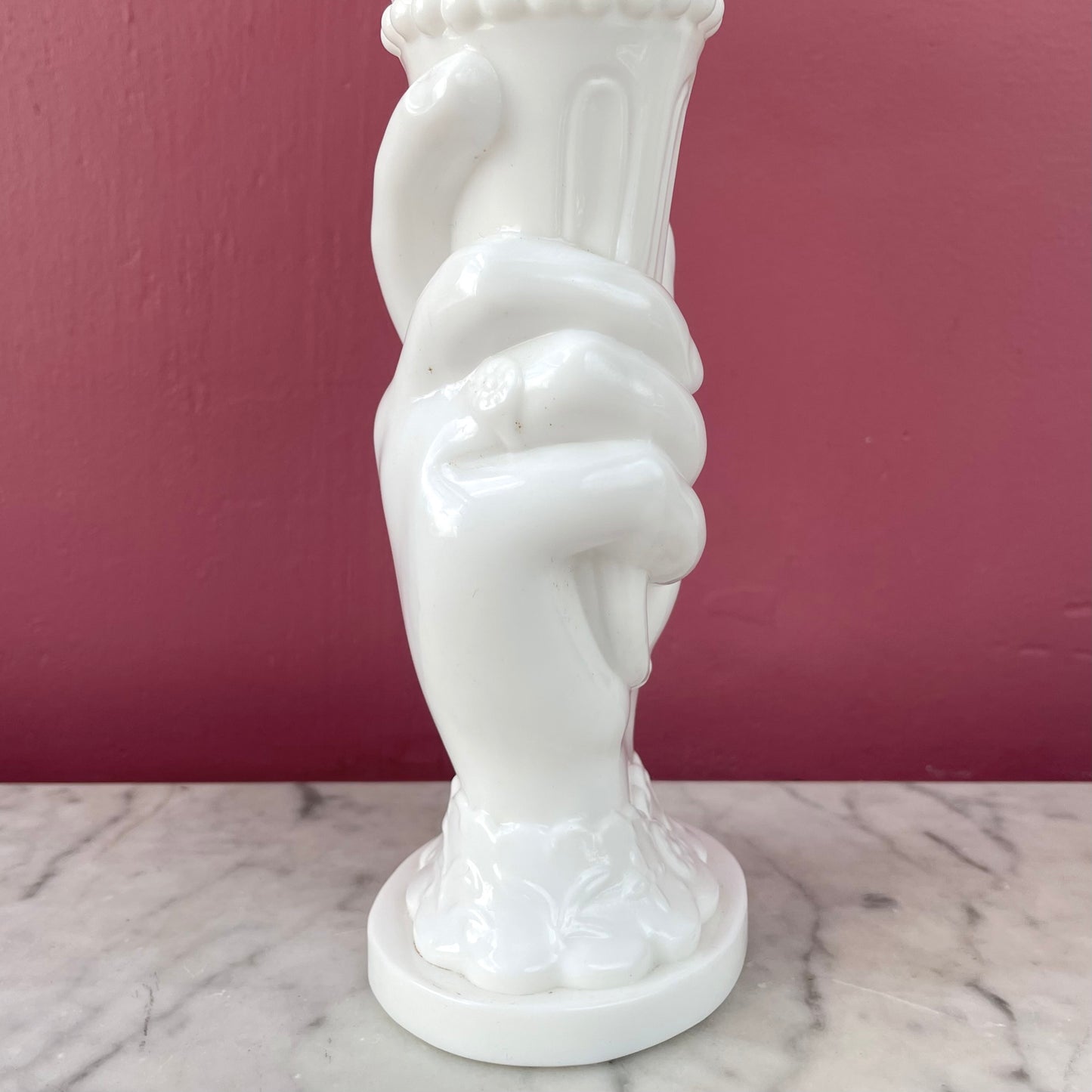 Victorian Milk Glass Hand Vase