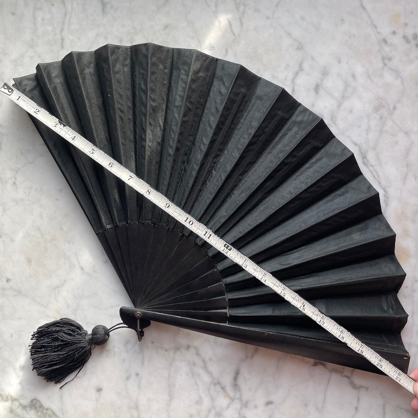 Victorian Black Silk Mourning Fan