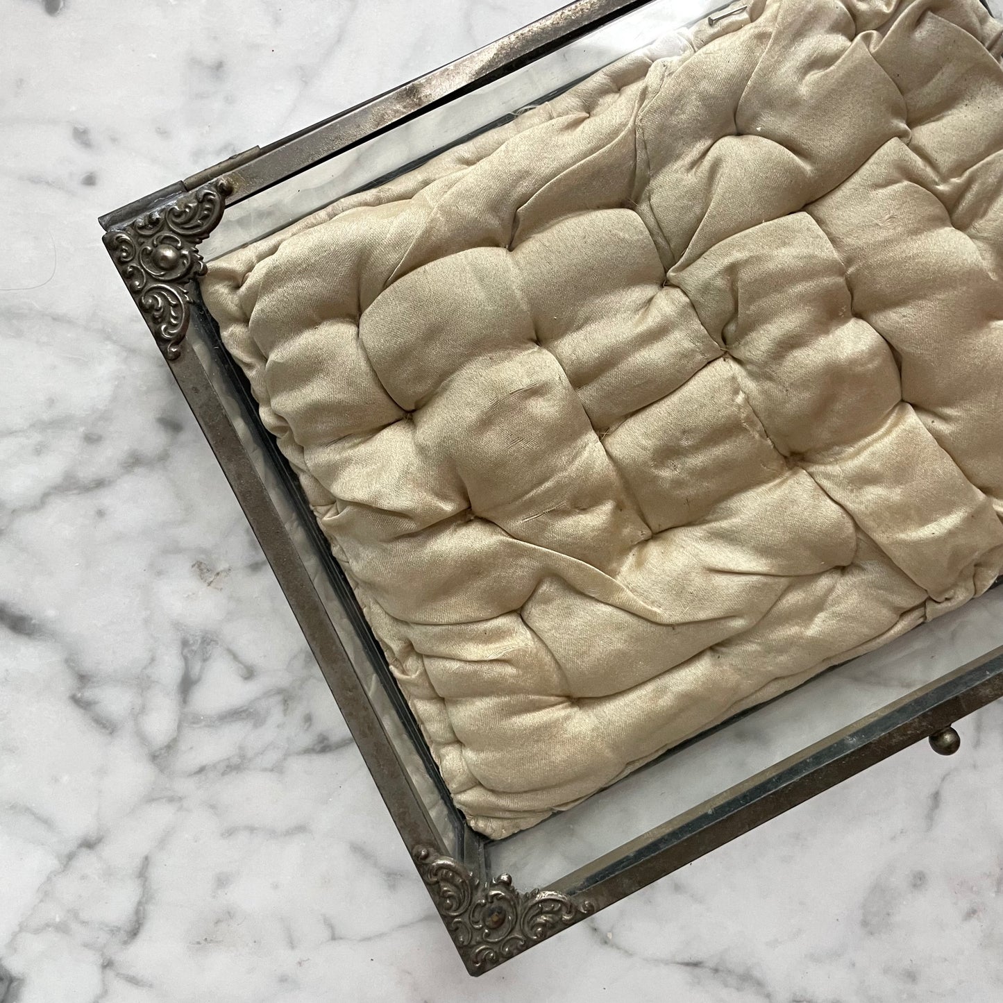 Victorian Glass Box with Silk Pillow