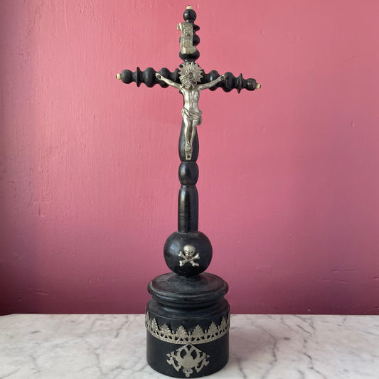 Antique Turned Wood Crucifix