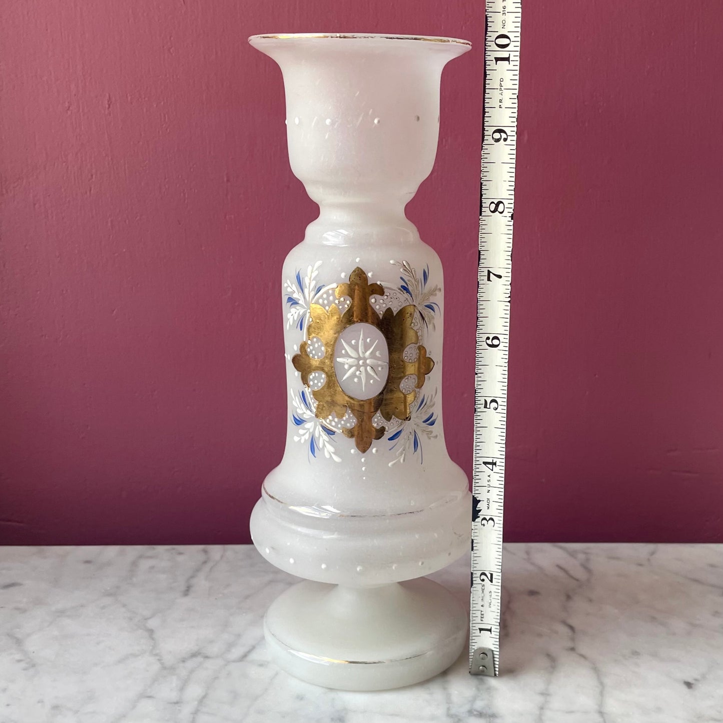 Victorian White Bristol Glass Vases