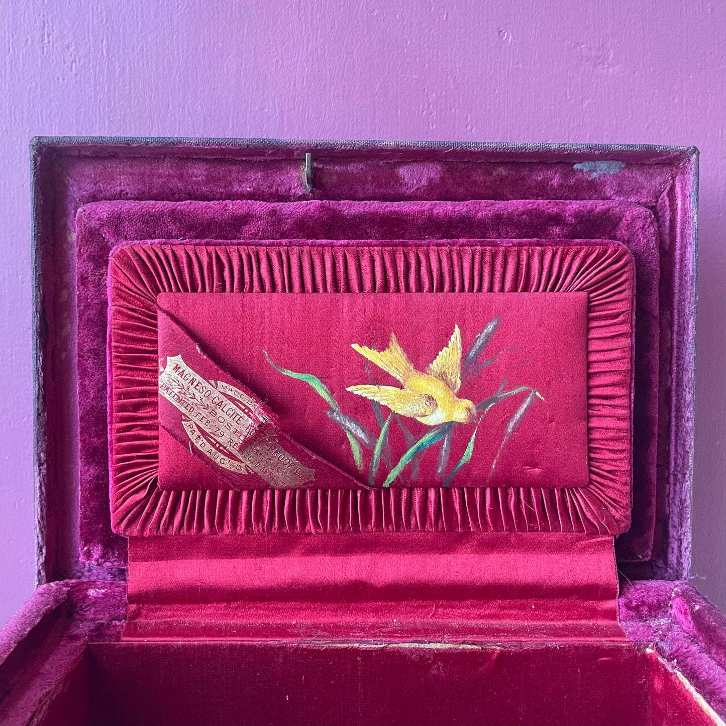 Victorian Velvet Covered Fire Proof Jewelry Box