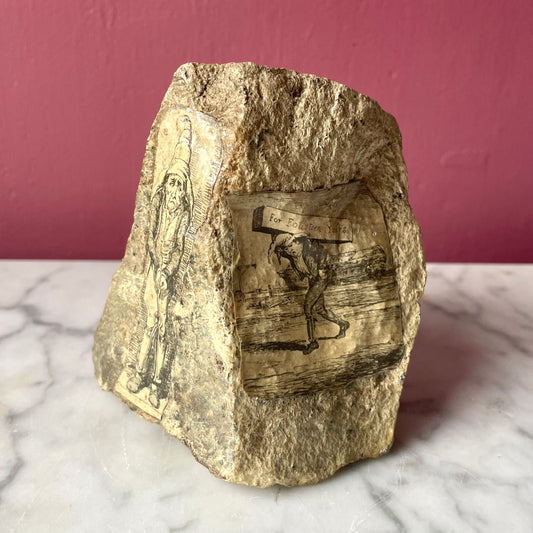 The Folly of Crime | Antique Folk Art Collage Paperweight | Cruikshank