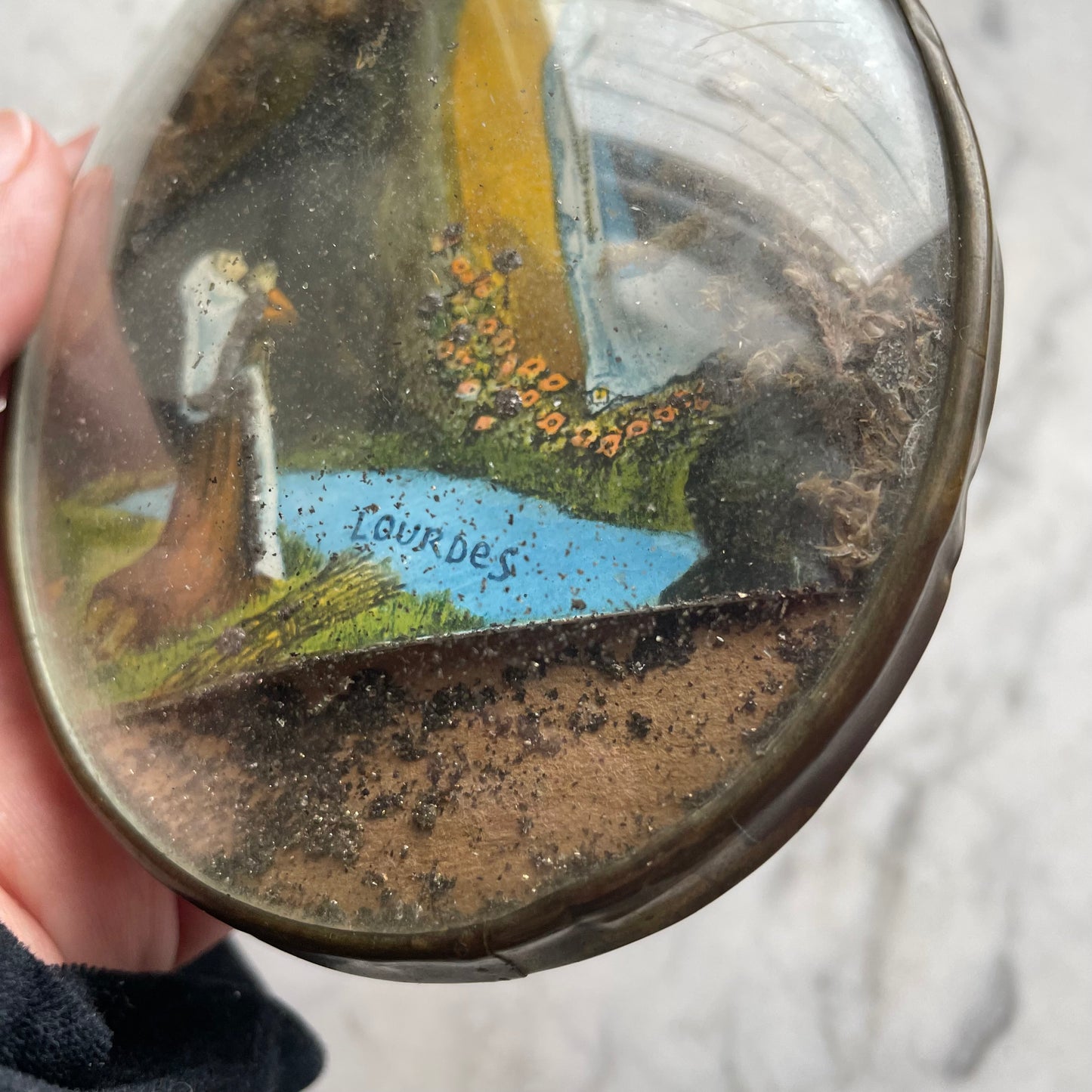 Antique Lourdes Souvenir under Domed Glass