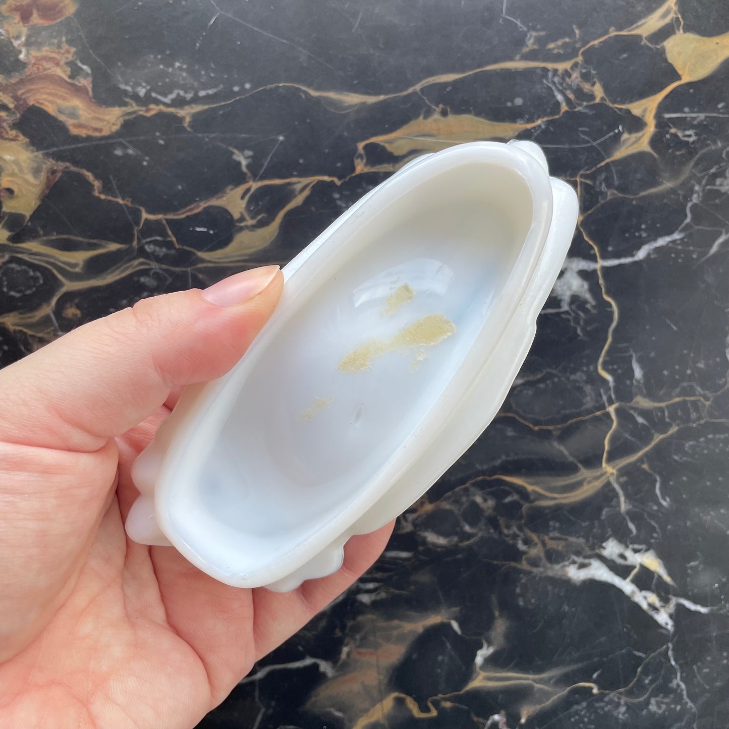 Antique Milk Glass Hand | Trinket Dish