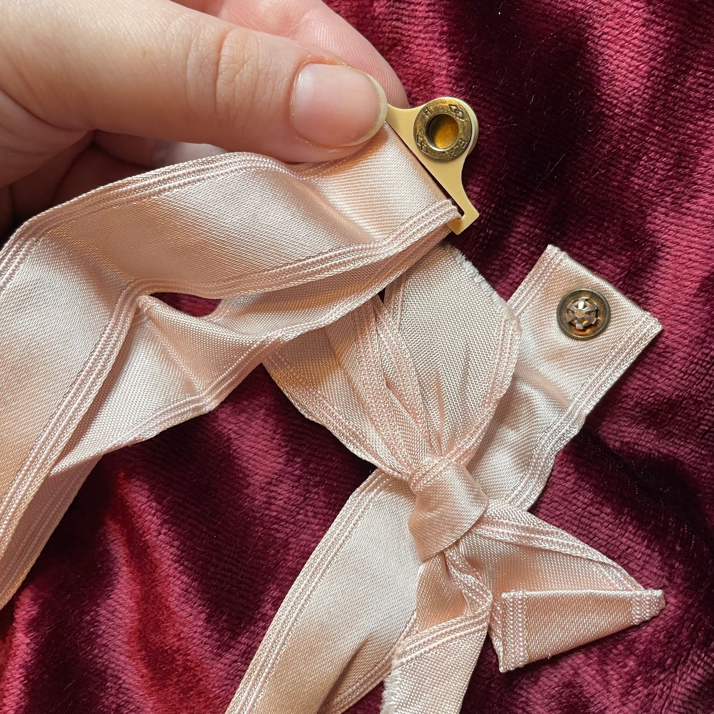 Vintage Pink Satin Garter with Bow | Large