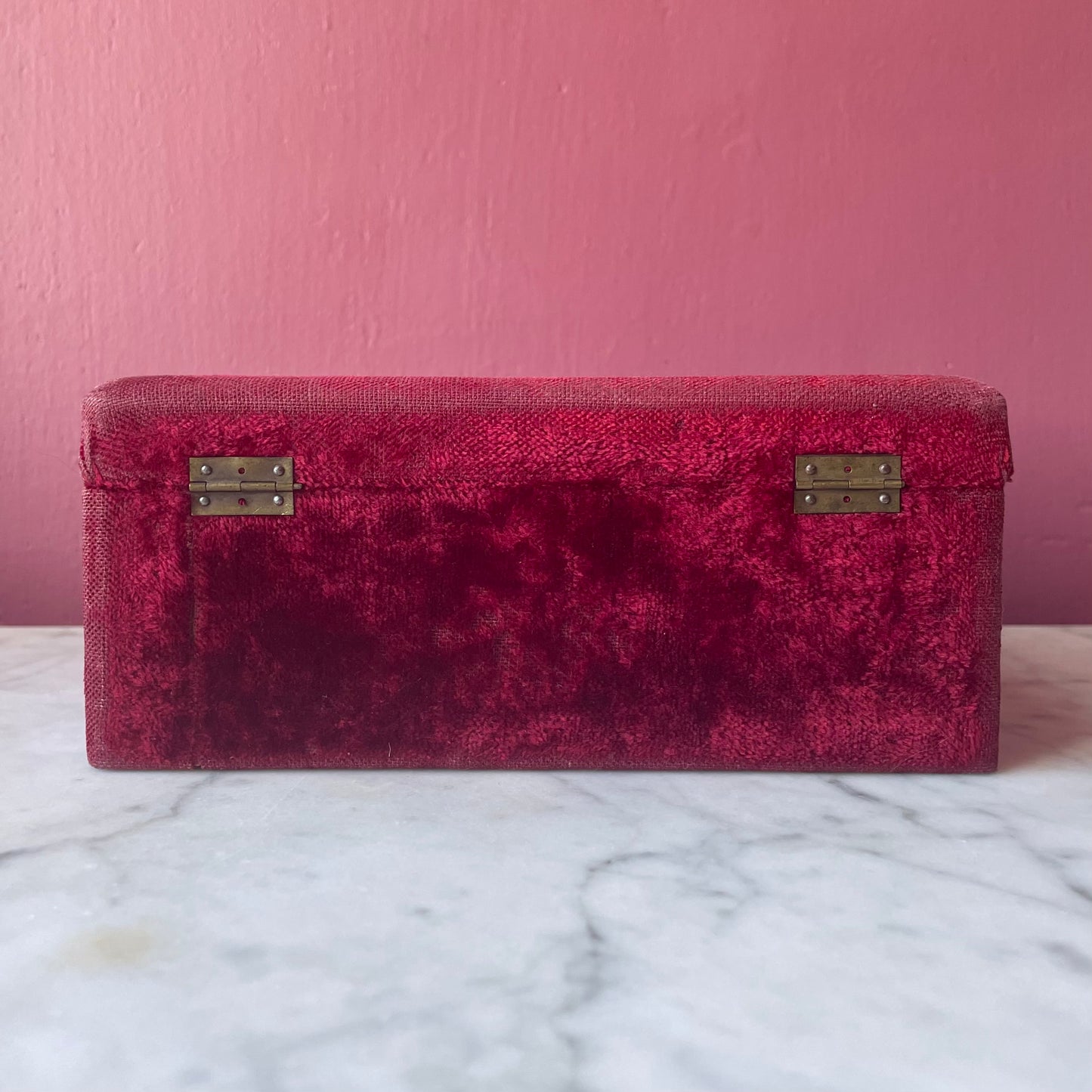 Victorian Red Velvet Sewing Box