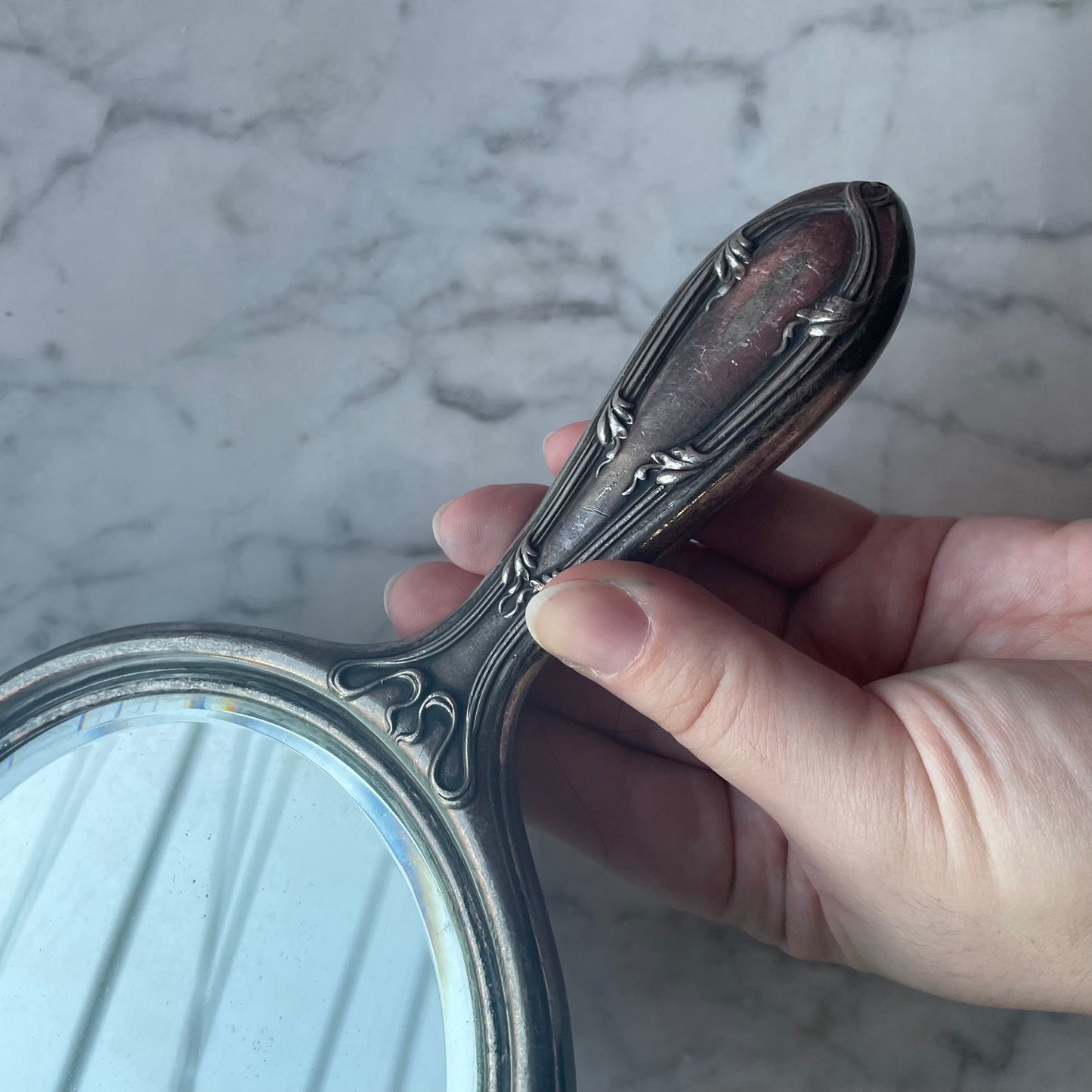 Antique Art Nouveau Hand Mirror
