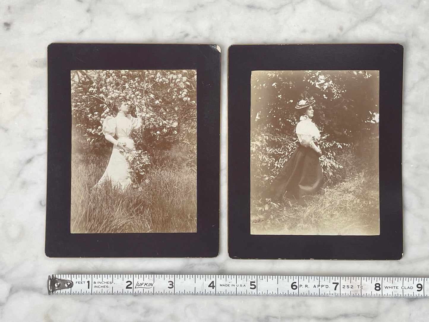 Victorian Kodak Cabinet Cards of Women with Flowers