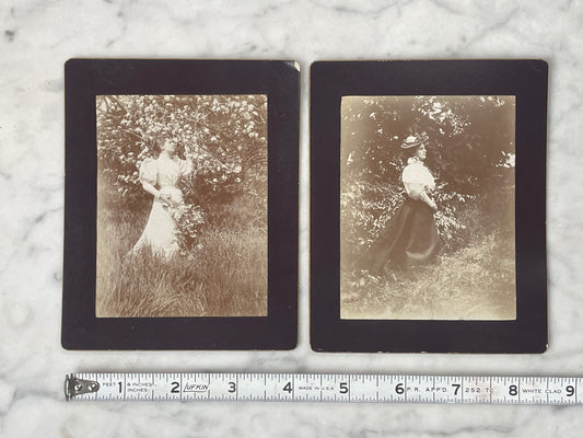 Victorian Kodak Cabinet Cards of Women with Flowers