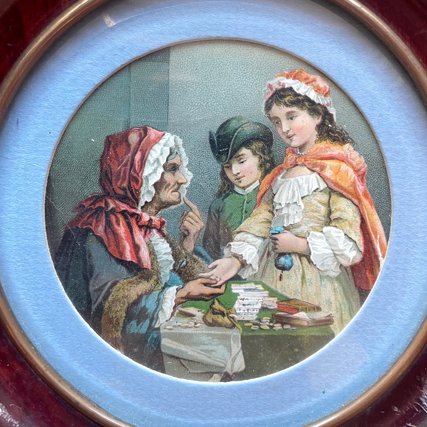 Victorian Fortune Teller Lithograph in Miniature Frame