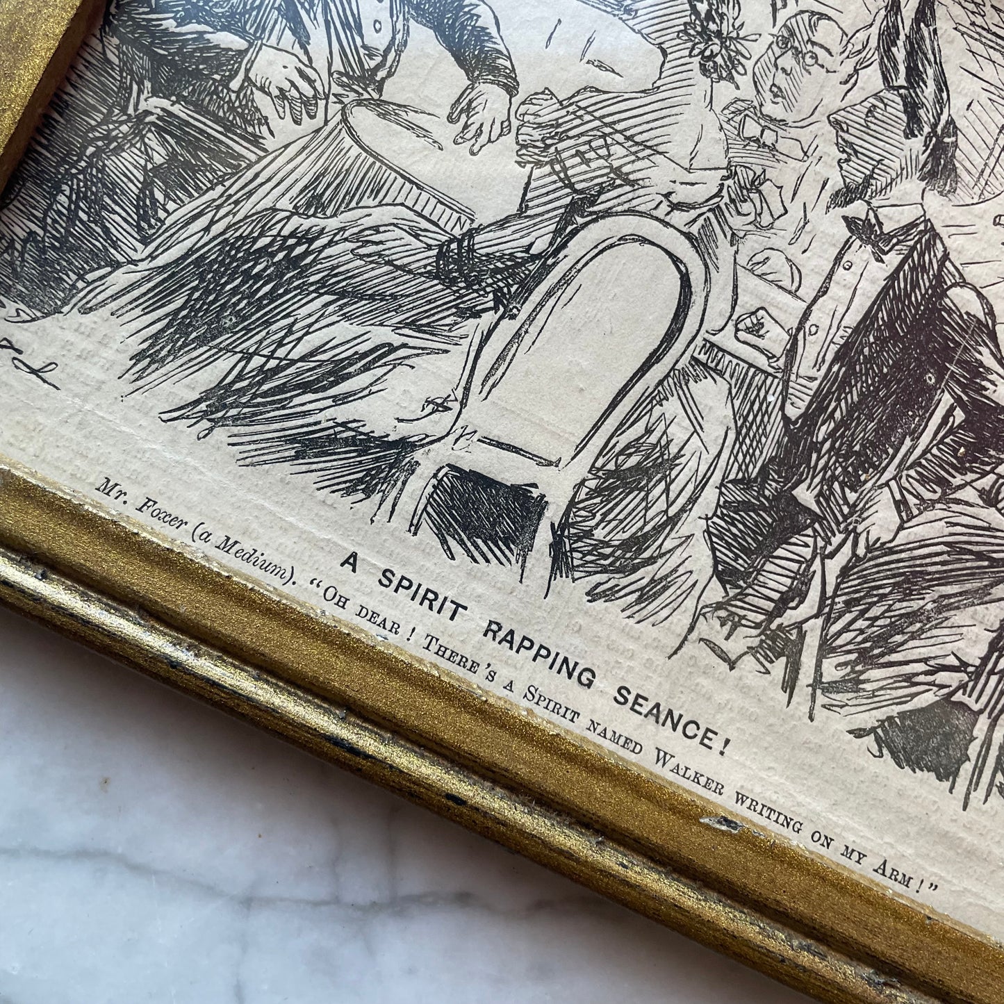 Victorian Spiritualism Cartoon | A Spirit Rapping Seance
