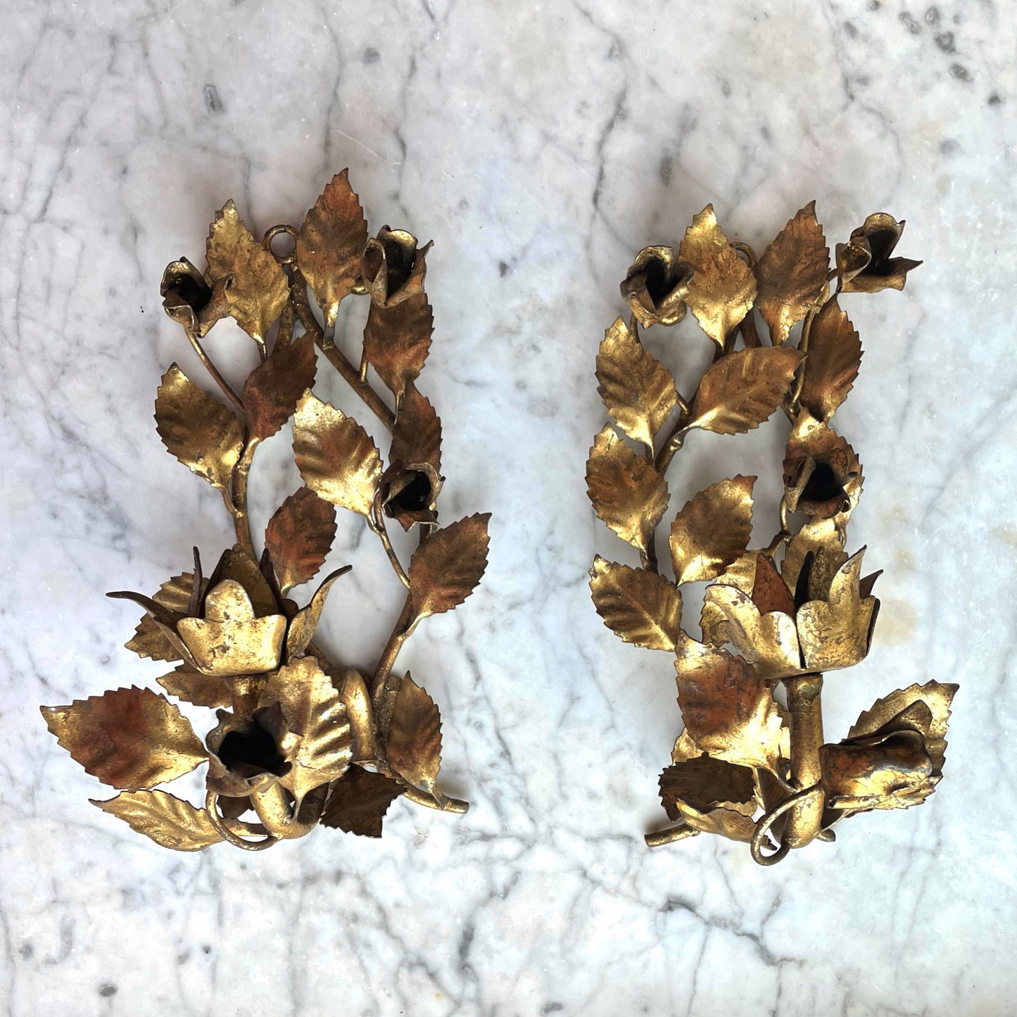 Vintage Gold Toleware Candleholder Wall Sconces