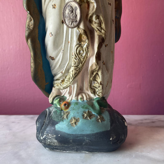 Antique Madonna Chalkware Figure