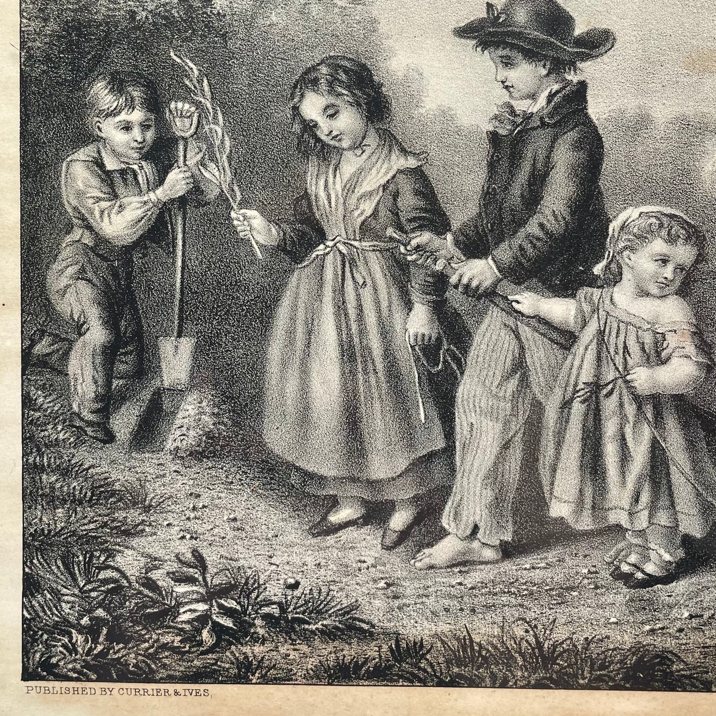 The Burial of the Bird | Victorian Print