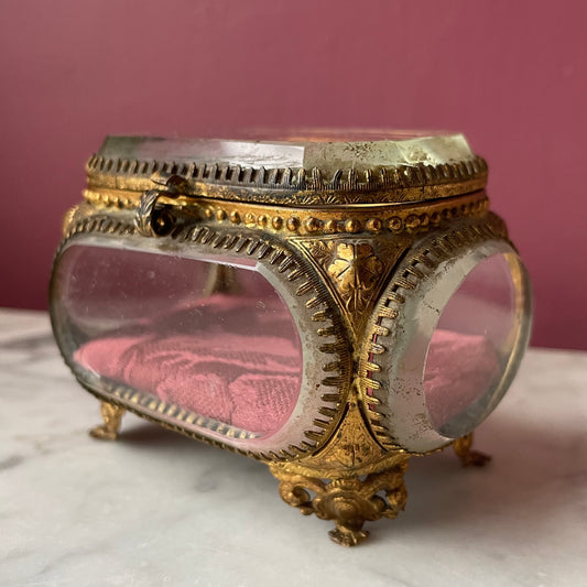 Victorian Bevelled Glass Jewelry Casket